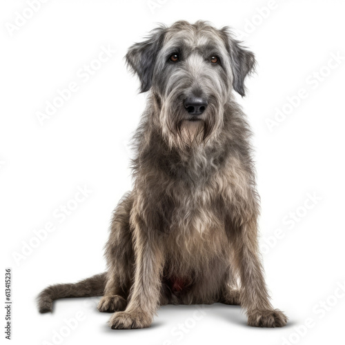irish wolfhound dog isolated on white background, ai generative.