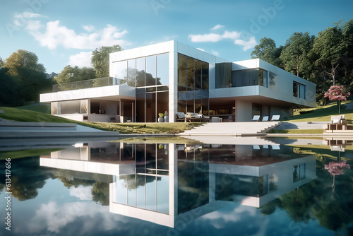 Elegant modern and futuristic white architecture © Brijesh