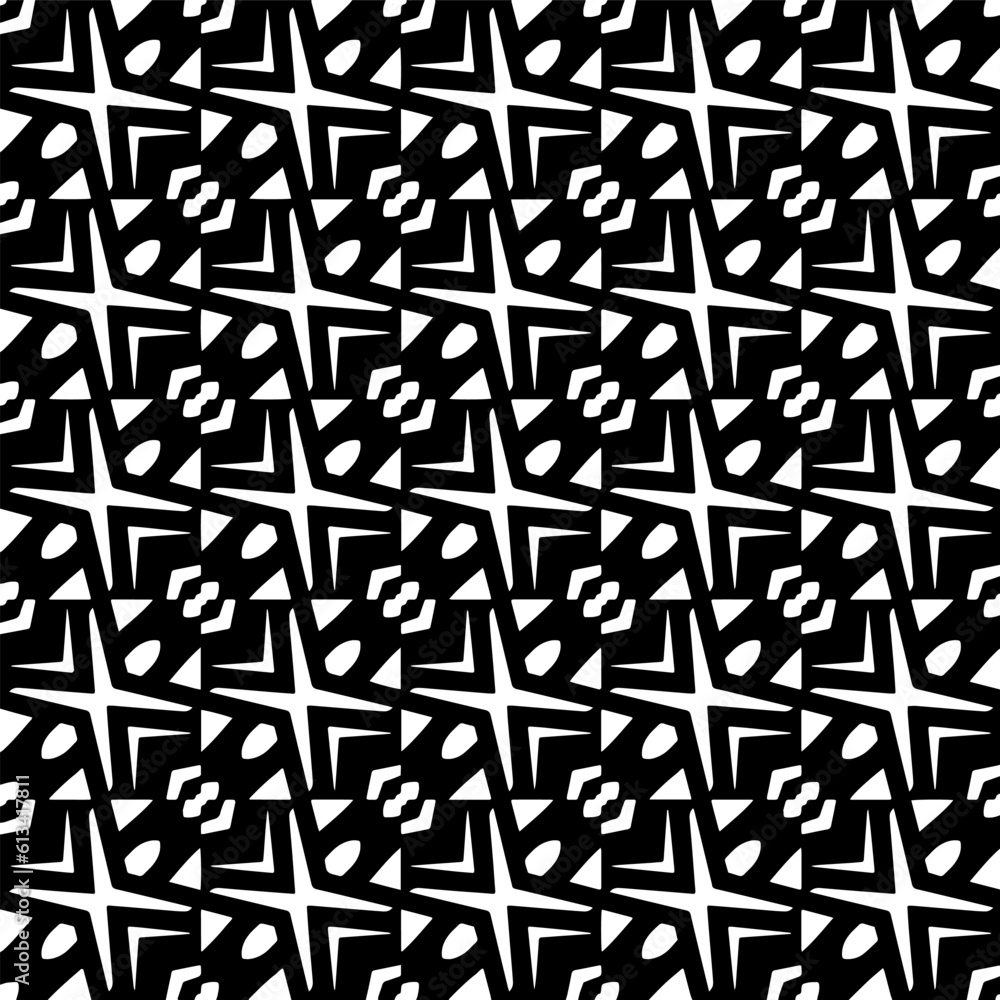 Background with abstract shapes. Black and white texture. Seamless monochrome repeating pattern for decor, fabric, cloth. Background with abstract shapes. Black and white texture. Seamless monochrome repeating pattern for decor, fabric, cloth.