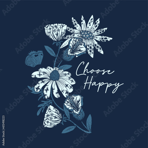 Choose happy typography slogan for t shirt printing, tee graphic design, vector illustration.