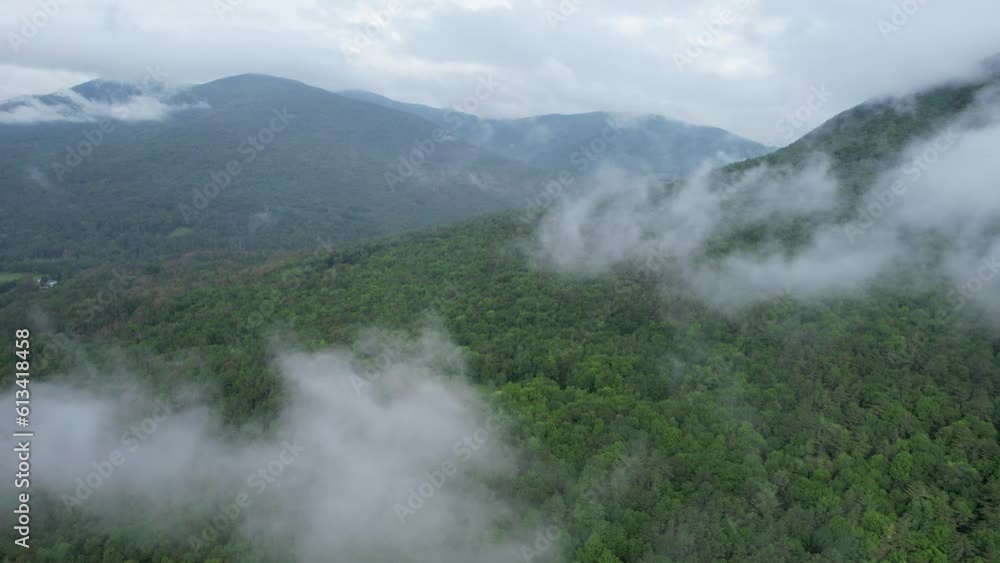 Beautiful New England shore and mountains from bird eye Beautiful New England shore and mountains from bird eye