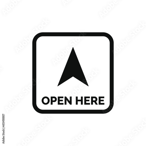 Open here packaging mark icon symbol vector