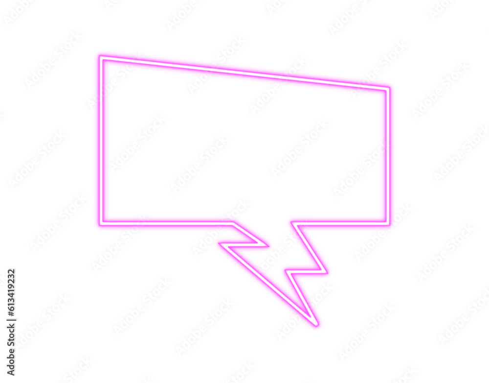 Neon glowing frame. Pink PNG bubble speech with blank space Neon glowing frame. Pink PNG bubble speech with blank space