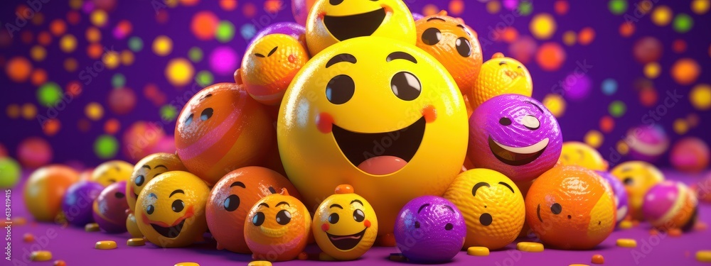 Fototapeta premium Joyful Emoji Background, World Emoji Day and Happy Day. Generative Ai