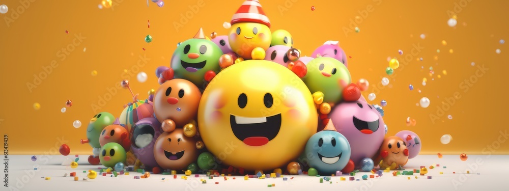 Fototapeta premium Joyful Emoji Background, World Emoji Day and Happy Day. Generative Ai