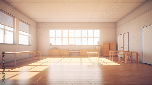 empty classroom space  created with Generative AI
