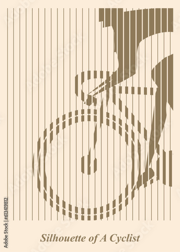 line of a cyclist. bauhaus style. cycling event poster. front view.  abstract style vector illustration