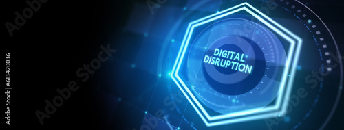 Digital disruption transformation innovation technology business internet concept. 3d illustration