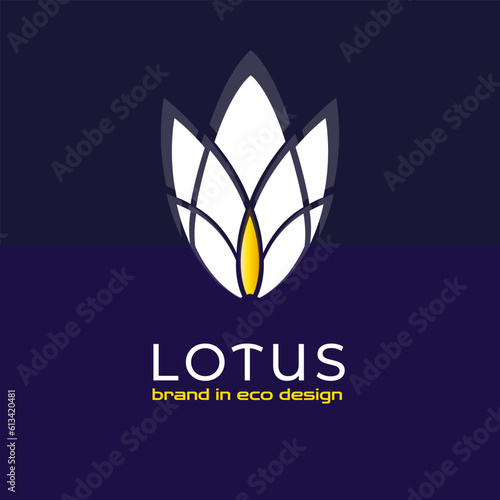Lotus logo. Vector label floral isolated symbol