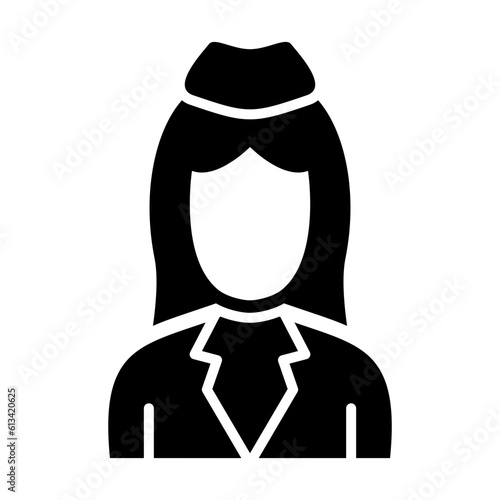 Flight Attendant Glyph Icon Design