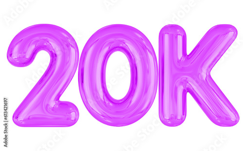 20K Follower Purple Balloon Number 