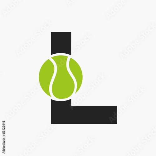 Tennis Logo On Letter L. Tennis Sport Academy, Club Logo Sign