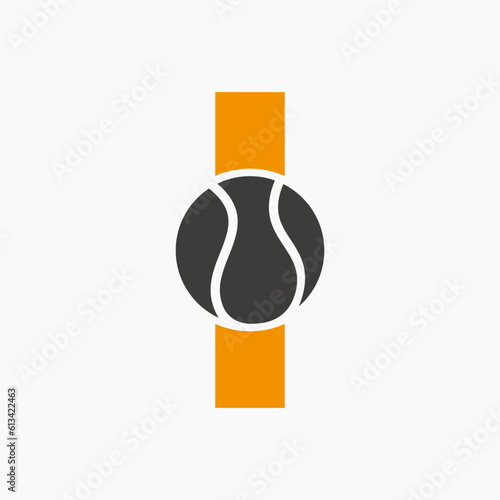 Tennis Logo On Letter I. Tennis Sport Academy, Club Logo Sign