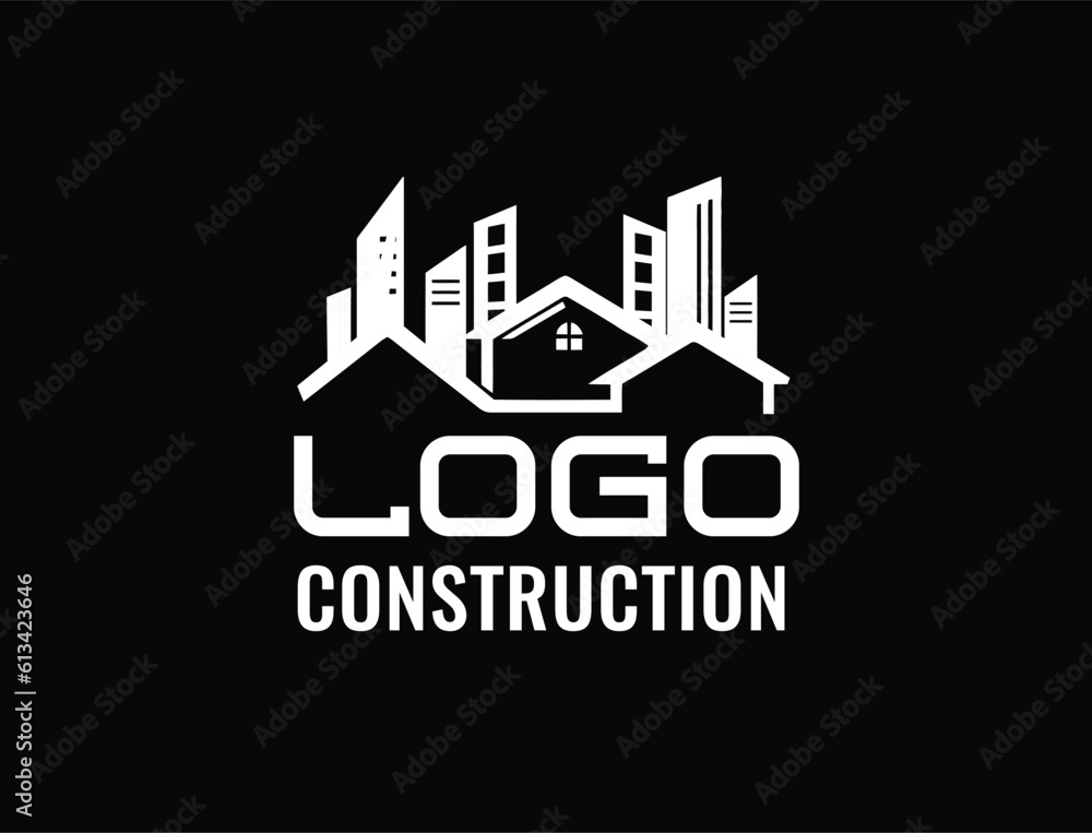 Home logo , Property and Construction Logo design black and white