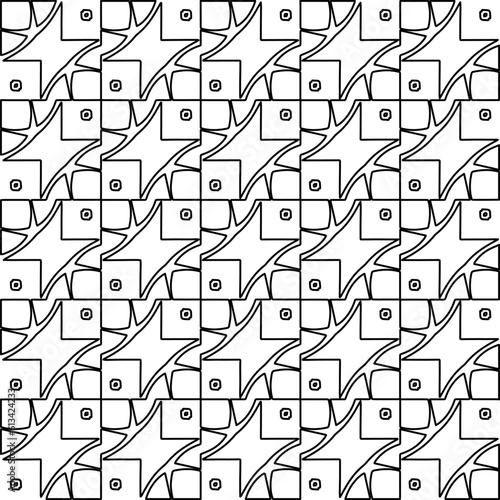 Stylish texture with figures from lines. Line art. Black and white pattern. Abstract background for web page, textures, card, poster, fabric, textile. 