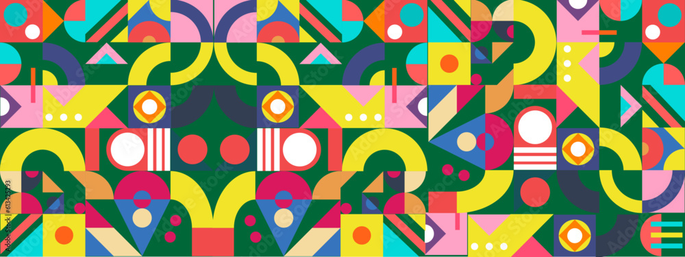 Mosaic geometric pattern design in retro style. Vector illustration. Mosaic geometric pattern design in retro style. Vector illustration.
