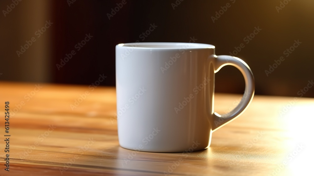 White Mug on Wooden table Mock up White Mug on Wooden table Mock up