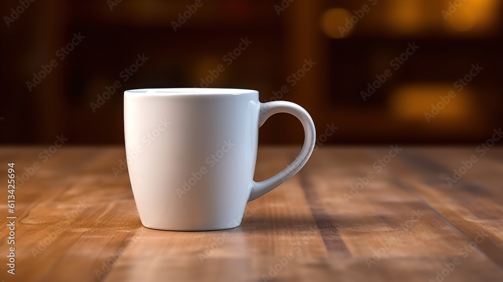 White Mug on Wooden table Mock up White Mug on Wooden table Mock up