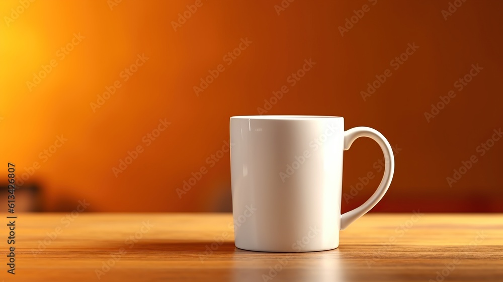 White Mug on Wooden table Mock up White Mug on Wooden table Mock up