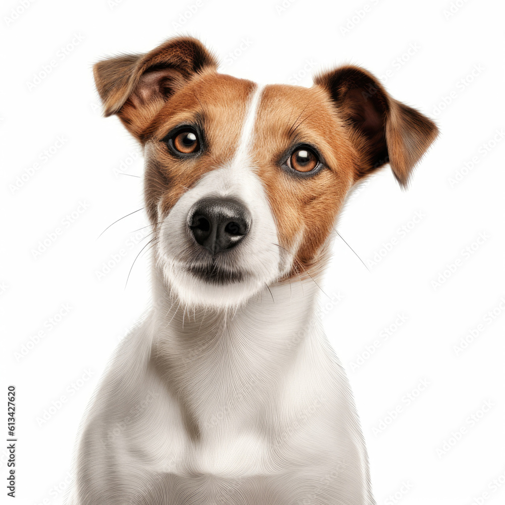 potriat of jack russell dog isolated on white background, ai generative