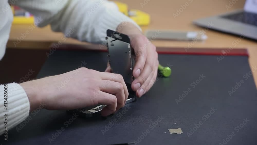 Close up Photos Showing Process Of Mobile Phone Repair Changing The close-up-photos-showing-process-of-mobile-phone-repair-changing-the