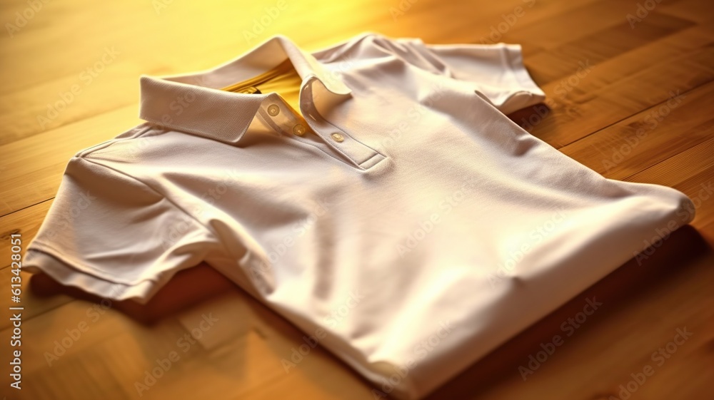 Blank white Folded Polo T-Shirt layed Blank white Folded Polo T-Shirt layed