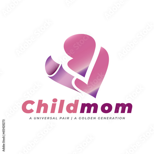 Happy Child and Mom Beautiful Universal Loves Logo