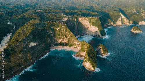 Aerial view of the spectacular cliff located on Kelingkling Beach, Nusa Penida, Indonesia