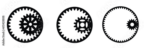 Vector illustration. Set icons black mechanical gears on a white background. contoured silhouette