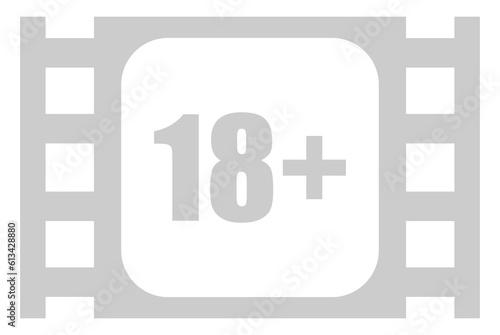 Sign of Adult Only for Eighteen Plus or 18+ and Twenty One Plus or 21+ Age in the Filmstrip. Age Rating Movie Icon Symbol for Movie Poster, Apps, Website or Graphic Design Element. Format PNG