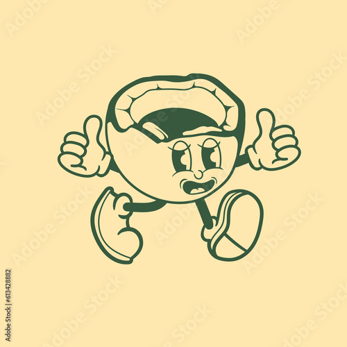 Vintage character design of a coconut