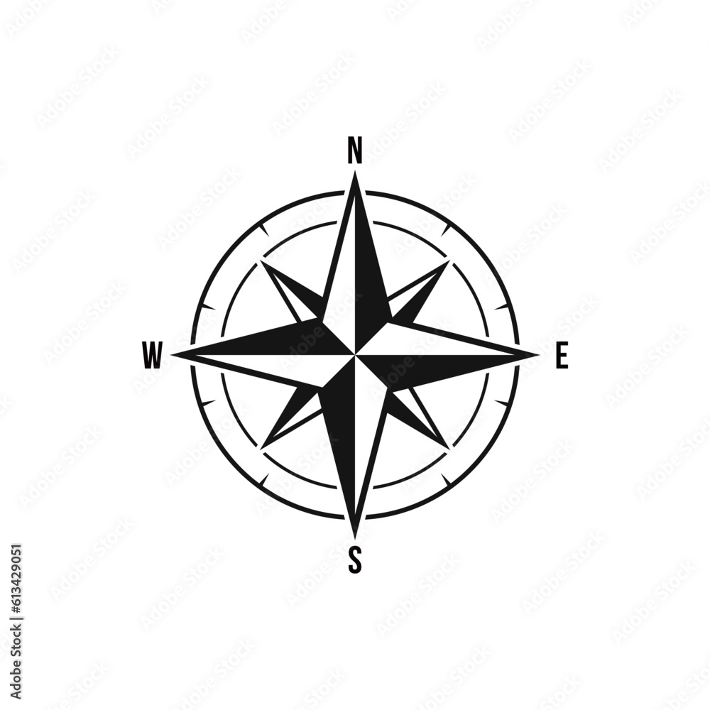Compass wind rose icon vector logo design template. Vintage Style. Compass wind rose icon vector logo design template. Vintage Style.