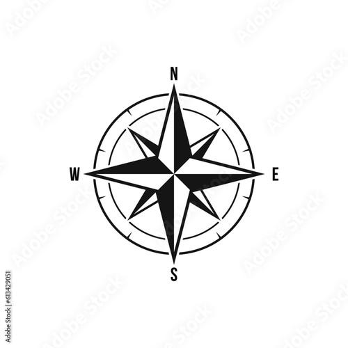 Compass wind rose icon vector logo design template. Vintage Style.