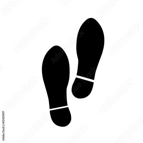 Silhouette of human footprints, vector illustration. Shoe sole mold. Foot prints, boots, sneakers. Barefoot icon effect.