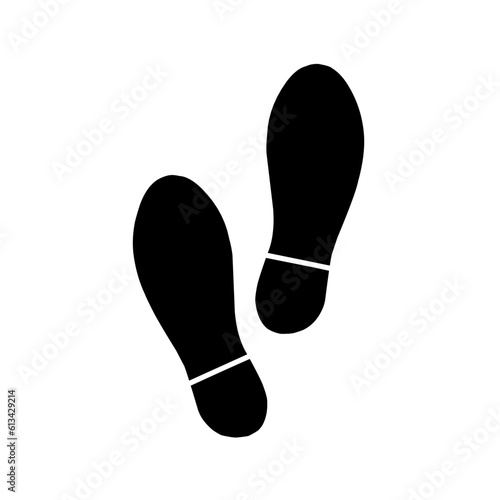 Silhouette of human footprints, vector illustration. Shoe sole mold. Foot prints, boots, sneakers. Barefoot icon effect.