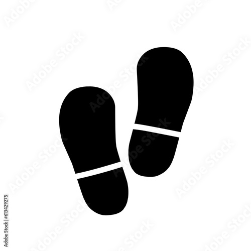 Silhouette of human footprints, vector illustration. Shoe sole mold. Foot prints, boots, sneakers. Barefoot icon effect.