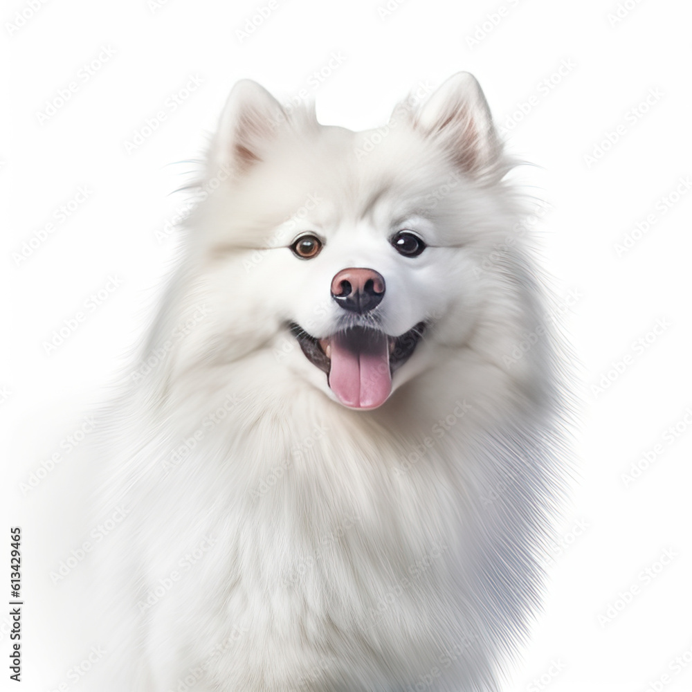 japanese spitz dog isolated on white background, ai generative japanese spitz dog isolated on white background, ai generative