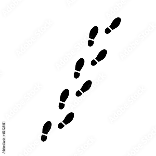 Silhouette of human footprints, vector illustration. Shoe sole mold. Foot prints, boots, sneakers. Barefoot icon effect.