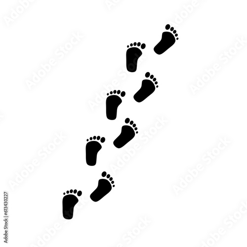 Silhouette of human footprints, vector illustration. Shoe sole mold. Foot prints, boots, sneakers. Barefoot icon effect.