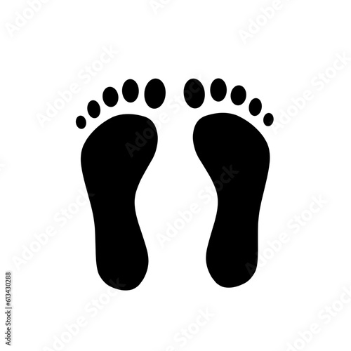 Silhouette of human footprints, vector illustration. Shoe sole mold. Foot prints, boots, sneakers. Barefoot icon effect.