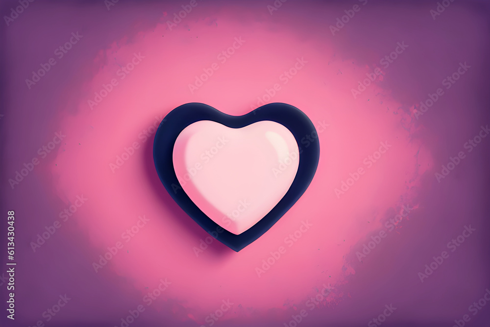 Pink heart shape background generative AI. Love heart background. Simple background.
