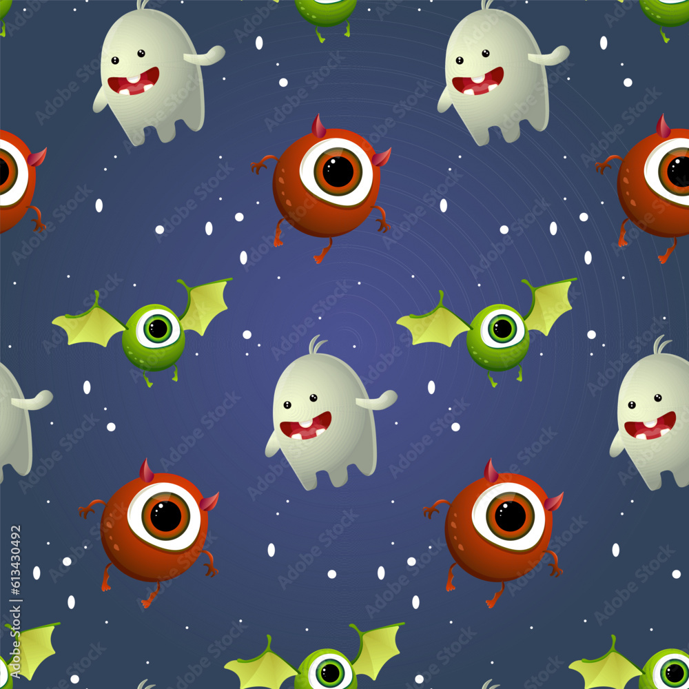 cute monsters and Halloween ghost pattern cute monsters and Halloween ghost pattern