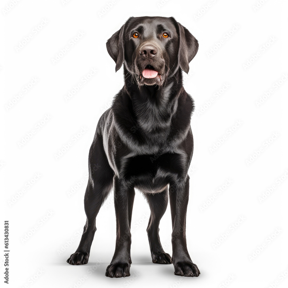 black labrador dog isolated on a white background, ai generative