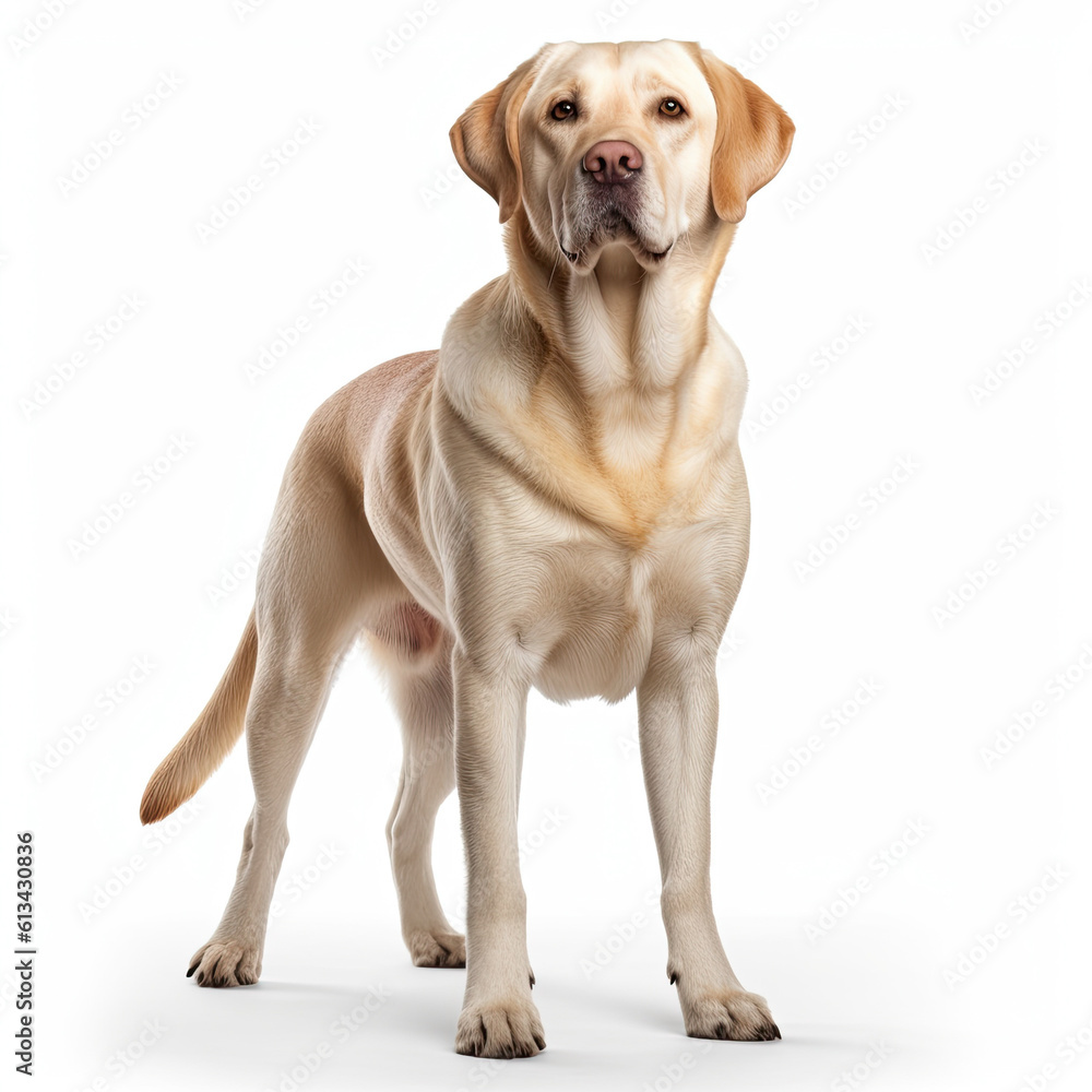 labrador dog isolated on a white background, ai generative