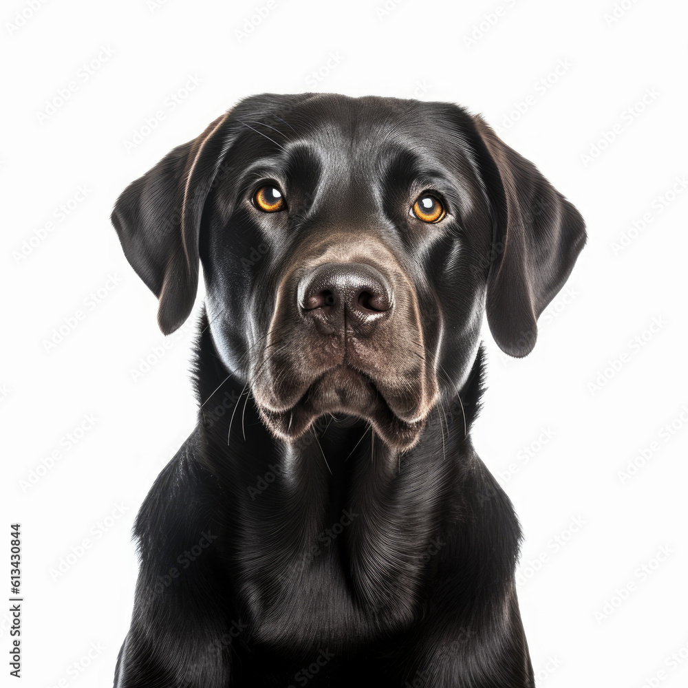 black labrador portrait dog isolated on a white background, ai generative black labrador portrait dog isolated on a white background, ai generative