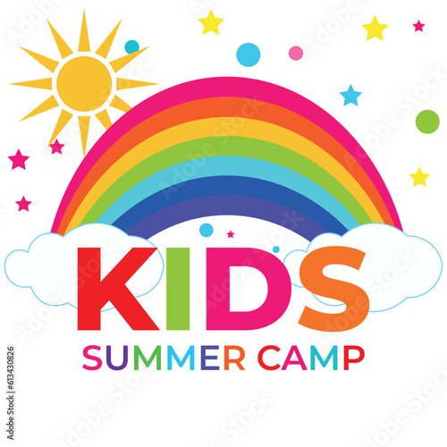  Kids summer camp colour full logo design template ,Camping Logo Design,Kiddie school elementary colour full vector logo design illustration,Kids summer camp colourful,