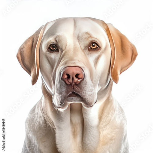 potrait of a labrador dog isolated on a white background, ai generative