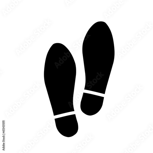 Silhouette of human footprints, vector illustration. Shoe sole mold. Foot prints, boots, sneakers. Barefoot icon effect.