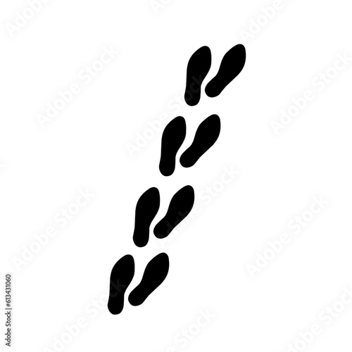 Silhouette of human footprints, vector illustration. Shoe sole mold. Foot prints, boots, sneakers. Barefoot icon effect.