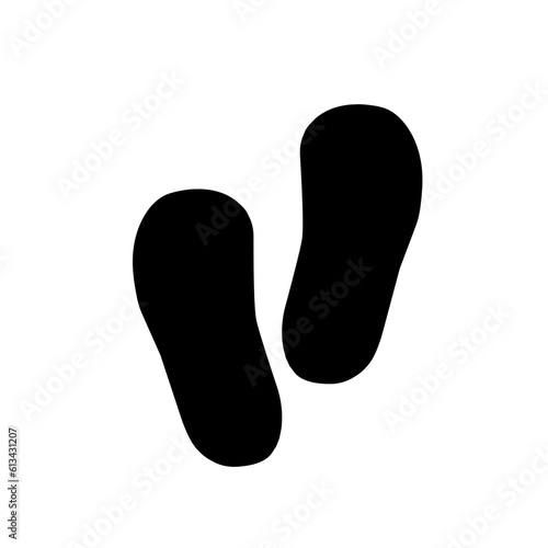 Silhouette of human footprints, vector illustration. Shoe sole mold. Foot prints, boots, sneakers. Barefoot icon effect.